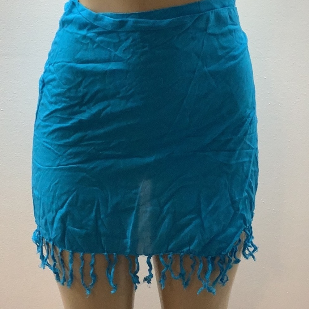 Zuliana Size Small Teal 100% Rayon Sarong with Fringes. Made in USA.